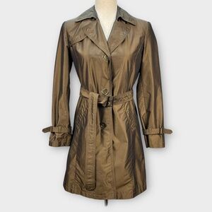 Vintage Y2K Gallery Trench Coat Women's PP Bronze Belted Jacket Raincoat Classic